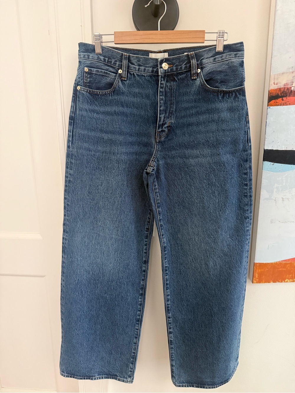 Frame Denim Wide-Leg Jeans in Dark Blue
